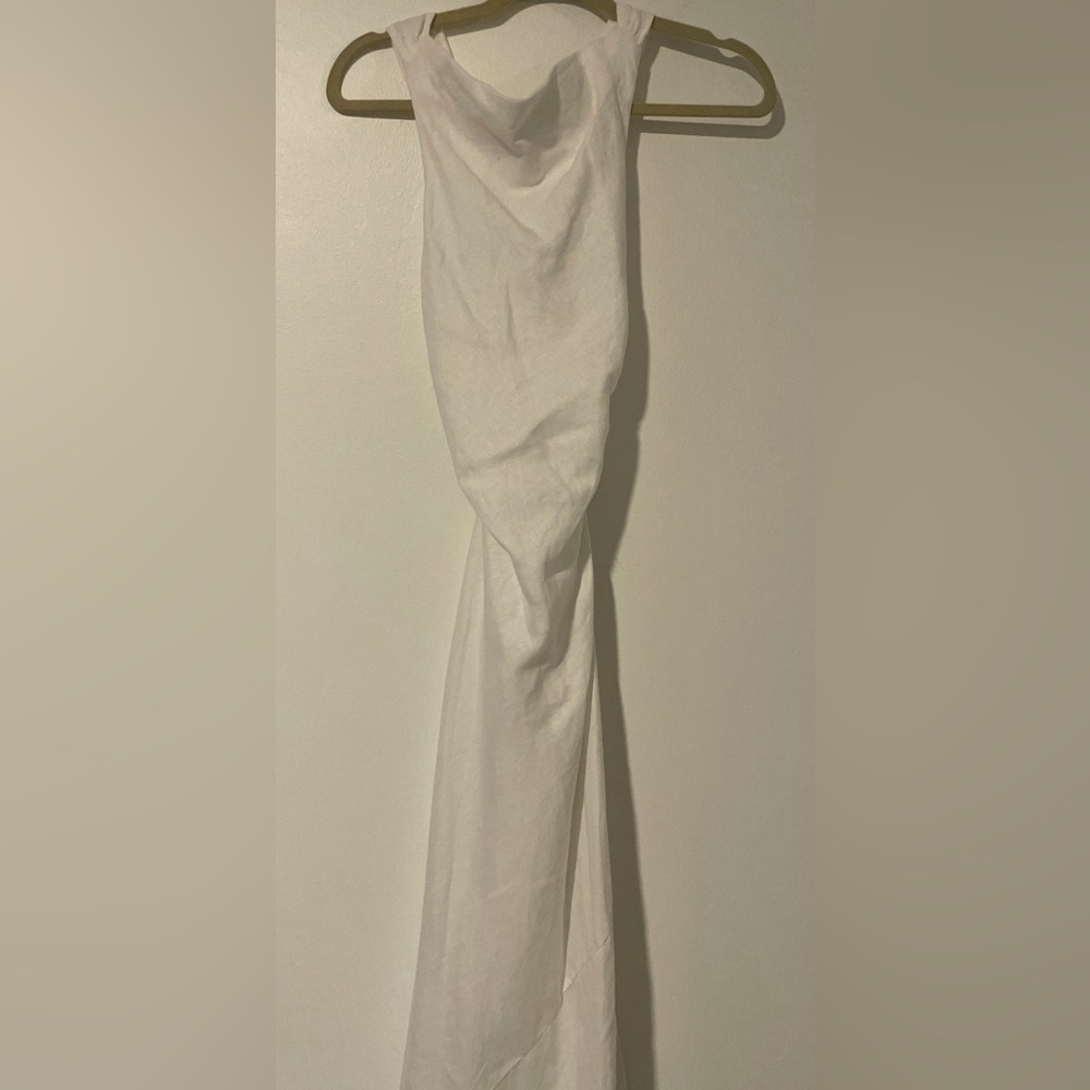 Reformation Minimalist Casette Cross Back White Linen Midi Dress Size 0